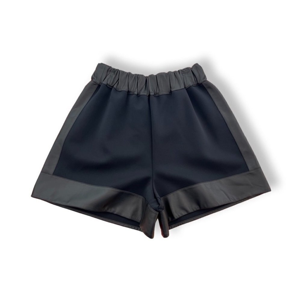 Givenchy black fabric leather shorts size 38